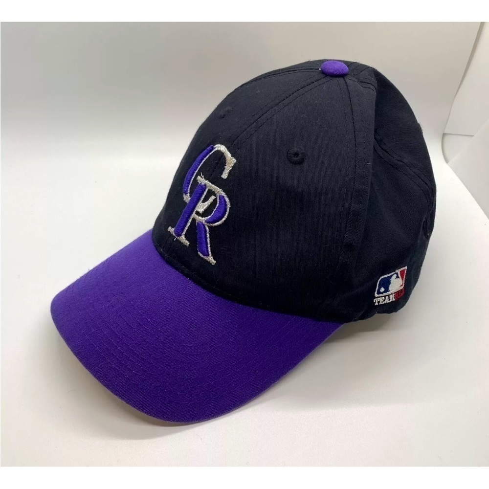 Team MLB Colorado Rockies Black And Purple Hat Youth Size S/M Adjustable Strap